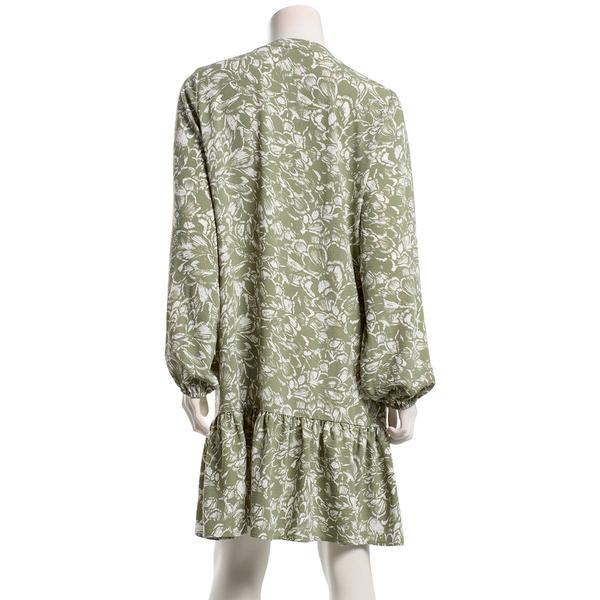 Womens Emily Daniels Long Sleeve Floral Ruffle Hem Shirtdress