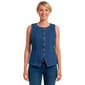 Womens NY Collection Long Sleeve Denim Button Front Vest - image 1