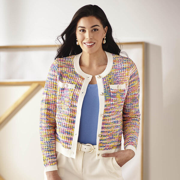 Womens Nanette Lepore Long Sleeve Multi Color Button Cardigan - image 