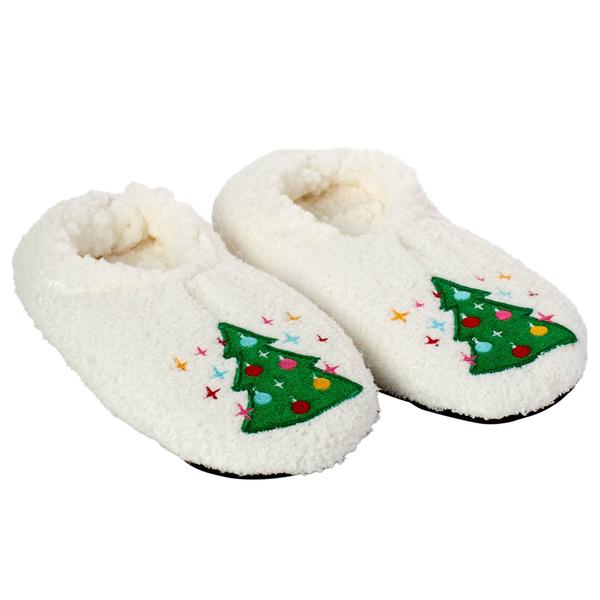 Womens Fuzzy Babba Christmas Tree Slipper Socks - image 