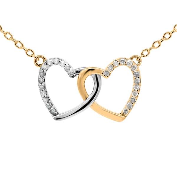 Diamond Classics(tm) Two-Tone 1/10ctw. Diamond Twin Heart Necklace - image 