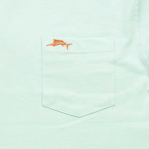 Mens Joe Marlin Perfect Storm Short Sleeve Pocket Tee with Fish