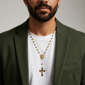 Mens Iron Saints 18kt. Gold Plated Rosary with Cross & Crucifix - image 4