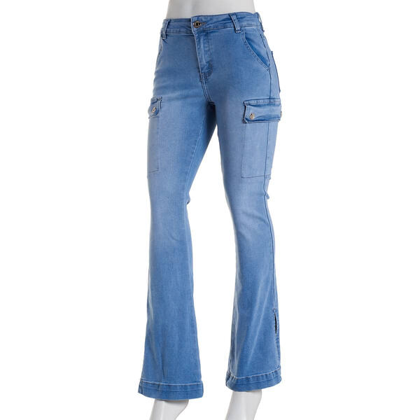 Juniors Gogo Jeans Split High Rise Cargo Flare Jeans - image 