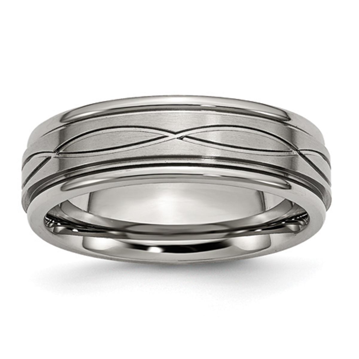 Mens Endless Affection™ 7mm Criss Cross Ridged Edge...