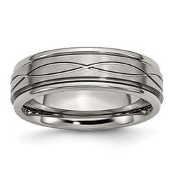 Mens Endless Affection(tm) 7mm Criss Cross Ridged Edge Weddng Band