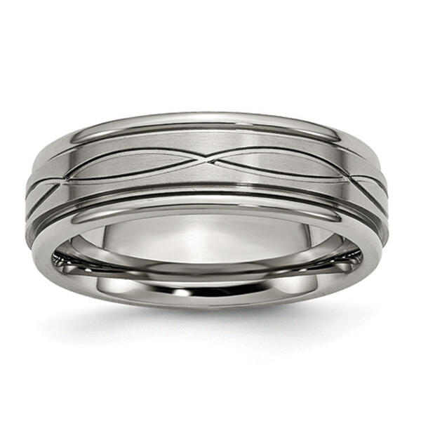 Mens Endless Affection&#40;tm&#41; 7mm Criss Cross Ridged Edge Weddng Band - image 