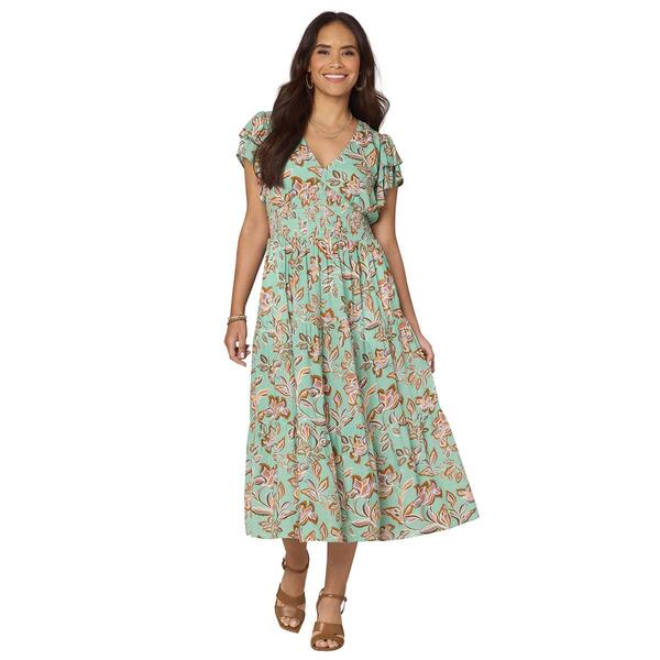 Petite Democracy Double Flutter Sleeve Fit & Flare V-Neck Dress - image 