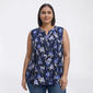 Plus Size Napa Valley Sleeveless Floral Bloom Pleat Henley Blouse - image 1