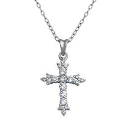 Silver Plated Cubic Zirconia Cross Pendant