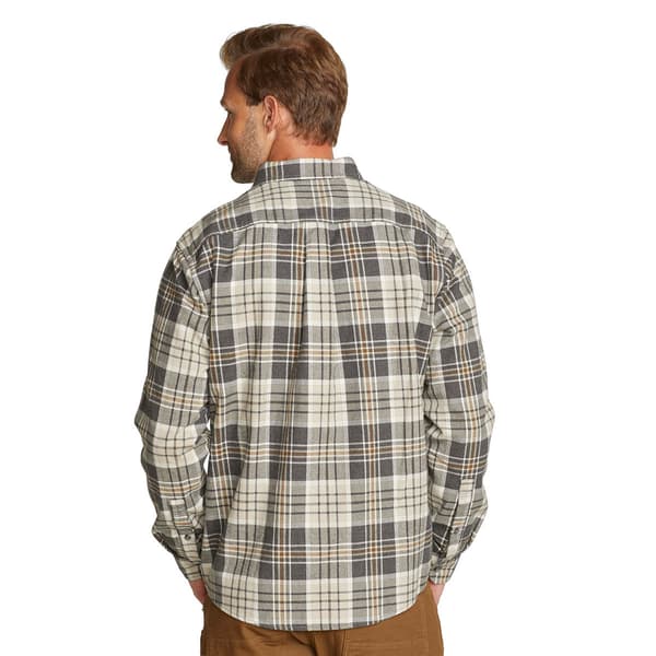 Mens Eddie Bauer Long Sleeve Flannel Shirt - Grey Heather