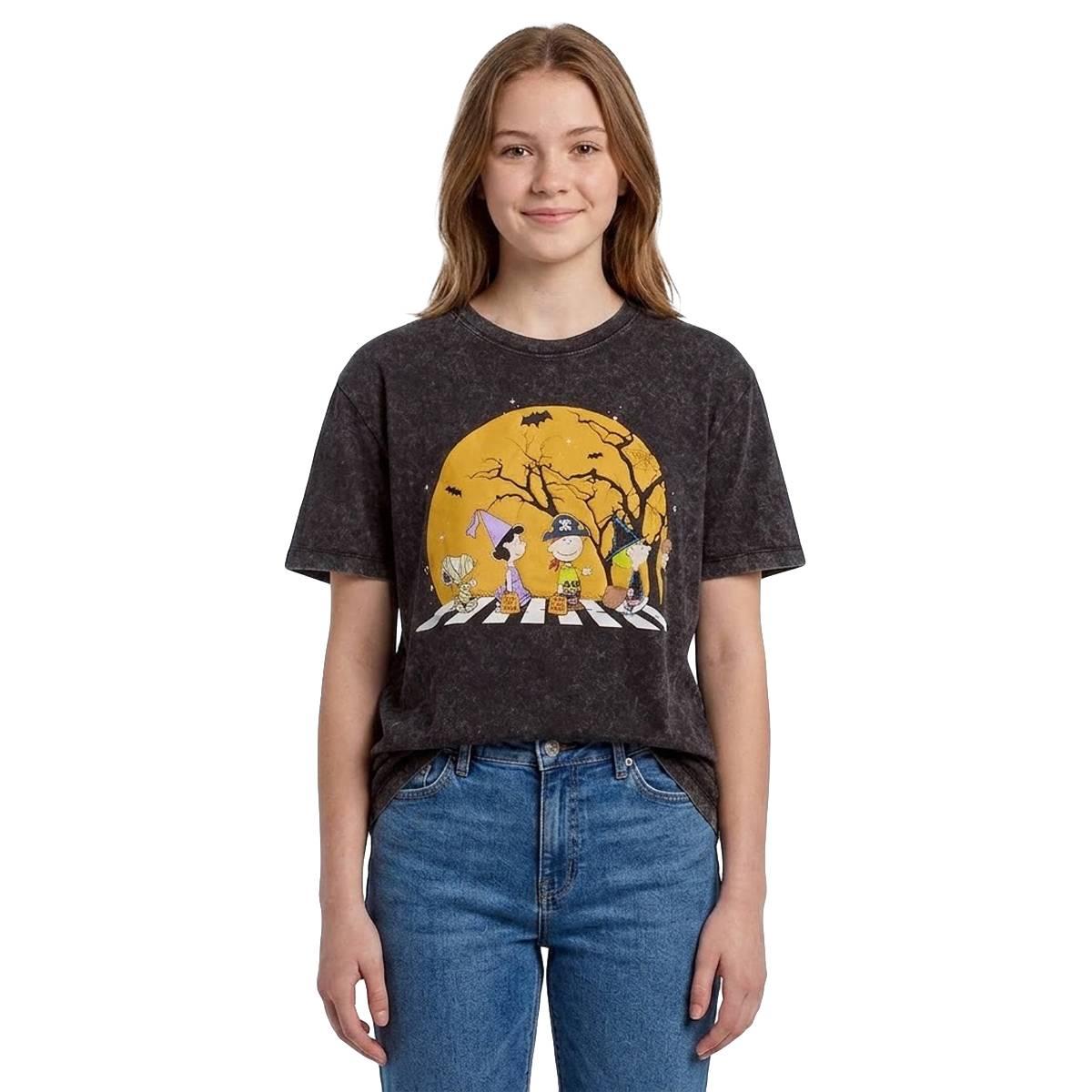 Juniors C-Life Peanuts™ Crew Neck Halloween Puff Boyfriend Tee
