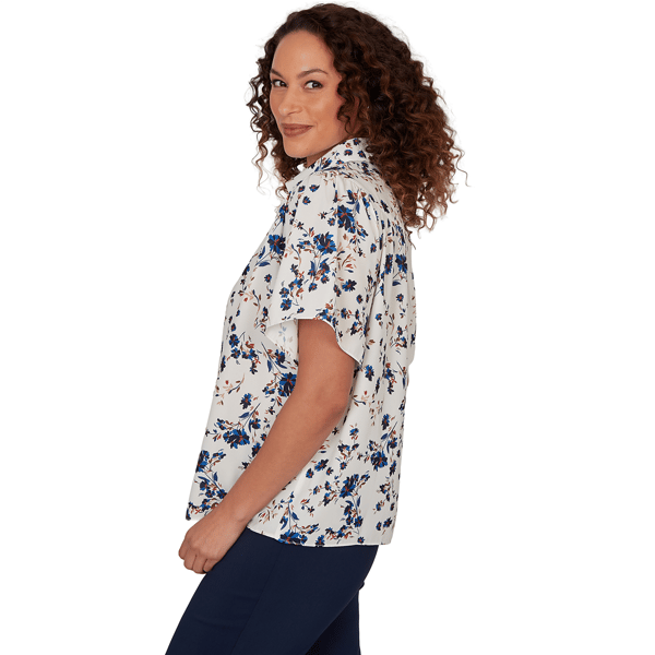 Womens Emaline Summer In The City Tie Neck Floral Blouse