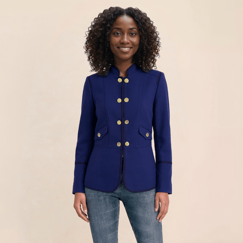 Womens Nicole Miller Long Sleeve Utility Gold Button Jacket - image 