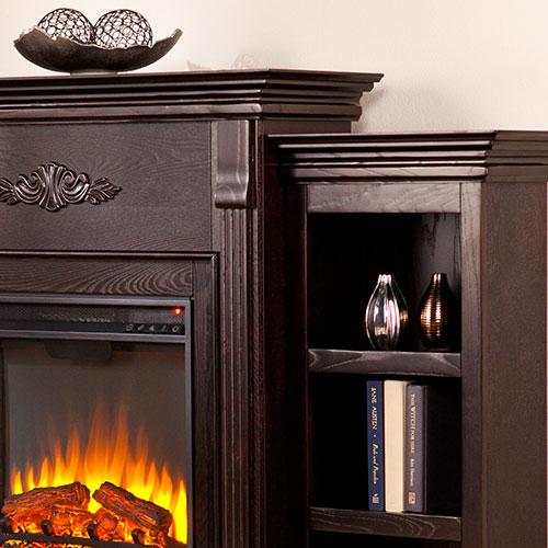 Southern Enterprises Electric Fireplace w/ Bookcases