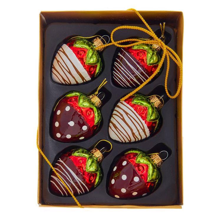Kurt S. Adler Noble Gems(tm) Chocolate Strawberry Ornaments Box