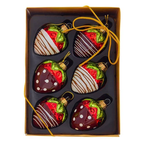 Kurt S. Adler Noble Gems(tm) Chocolate Strawberry Ornaments Box - image 