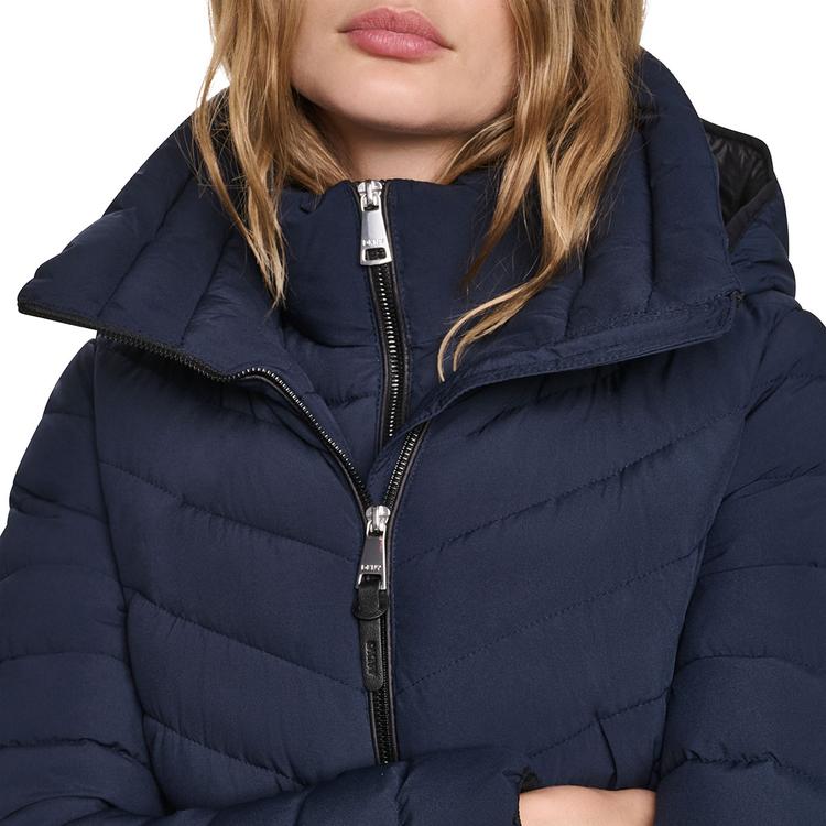 Womens DKNY Stretch Down & Puffer Coat with Bib