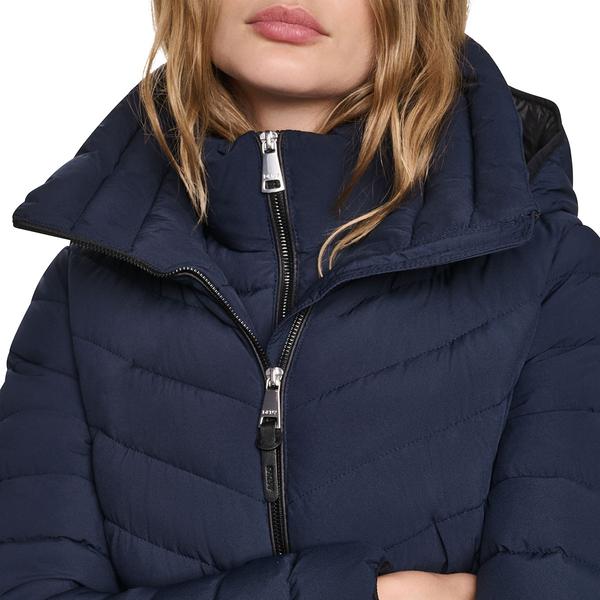 Womens DKNY Stretch Down & Puffer Coat with Bib