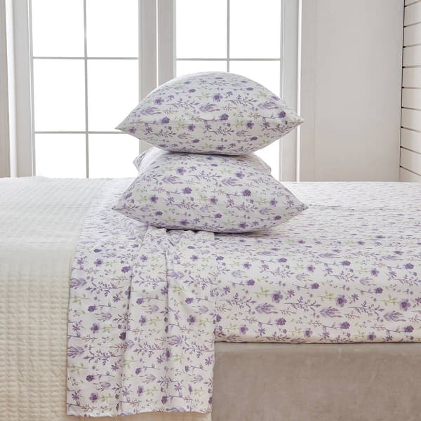 FreshFolds Delia Premium Lavender Floral Microfiber Sheet Set