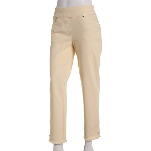 Womens Multiples Elastic Waist 5 Pocket Fringe Ankle Pants