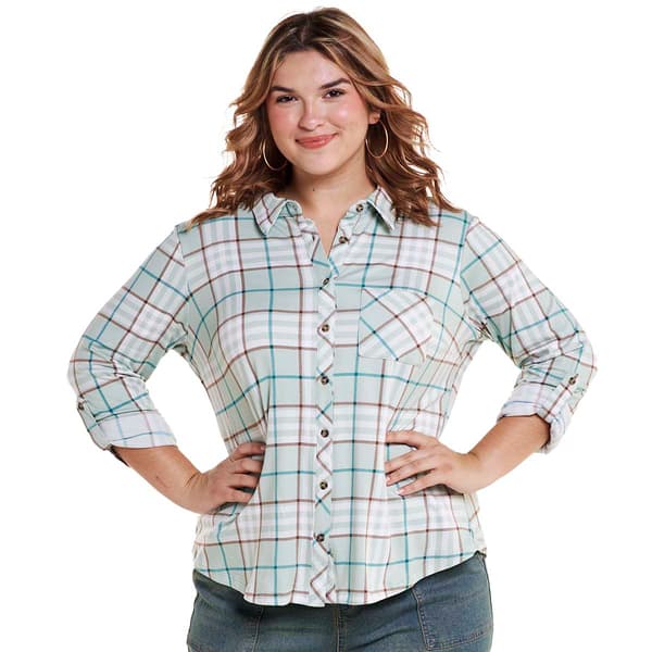 Juniors Plus No Comment Mackenzie Flannel Shirt - image 