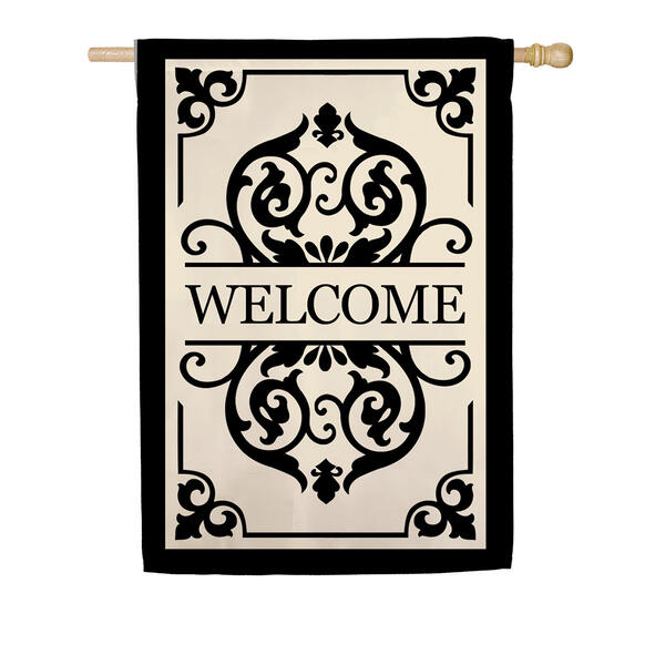 Evergreen Cambridge Welcome Applique Garden Flag - image 