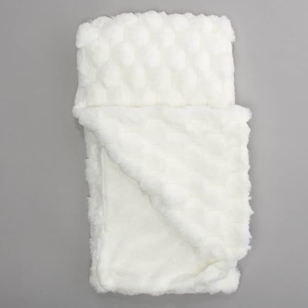 Maison Des Fleurs(R) Honeycomb Faux Fur Reversible Blanket-White - image 