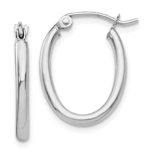 Gold Classics&#40;tm&#41; 14kt. White Gold 2mm Oval Tube Hoop Earrings - image 