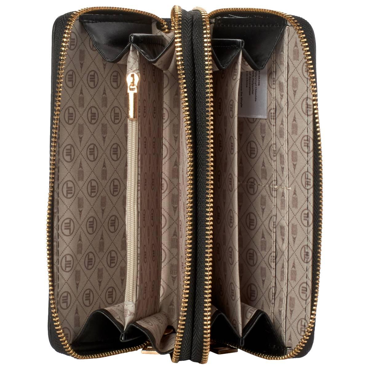 Womens London Fog Solid Double Zip-Around Wallet