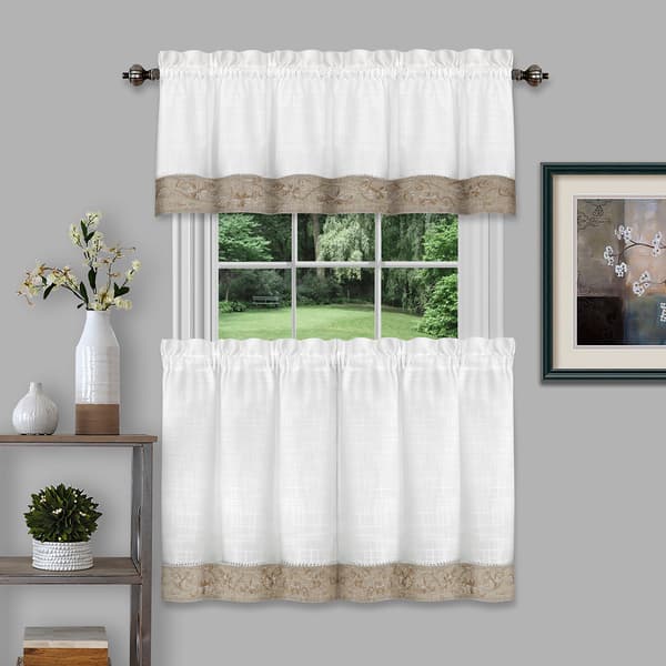 Achim Oakwood Kitchen Window Tier Curtain Pair - image 