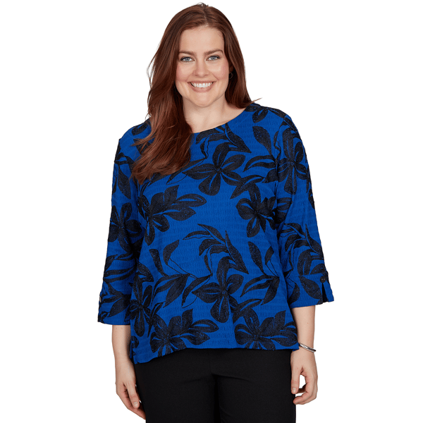 Womens Alfred Dunner Dinner Theater Textured Floral Blouse - image 
