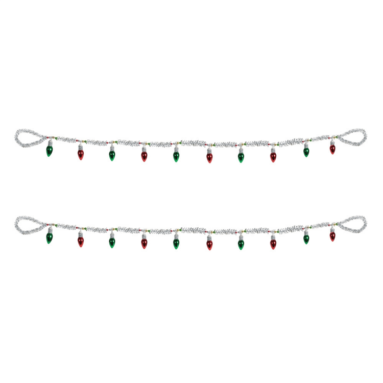 Melrose Vintage Light Bulb Tinsel Garland - Set of 2