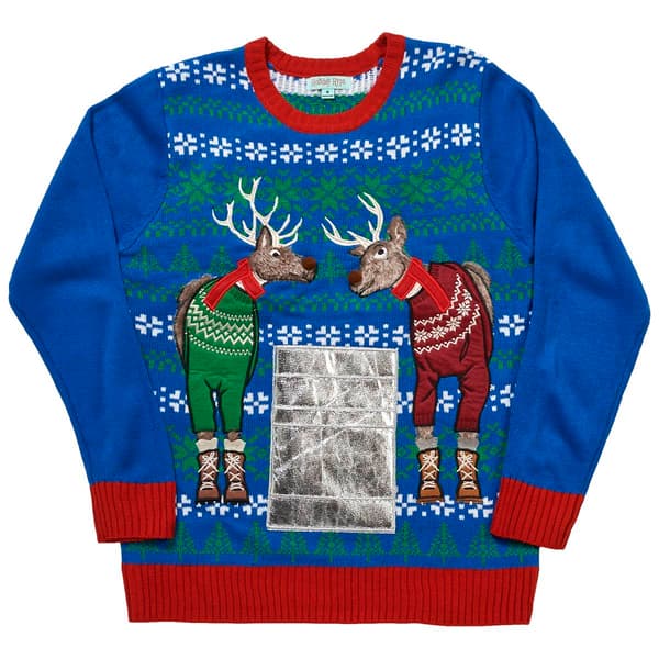 Mens Style Theory Deer &amp; Beer Drink Pocket Sweater - image 