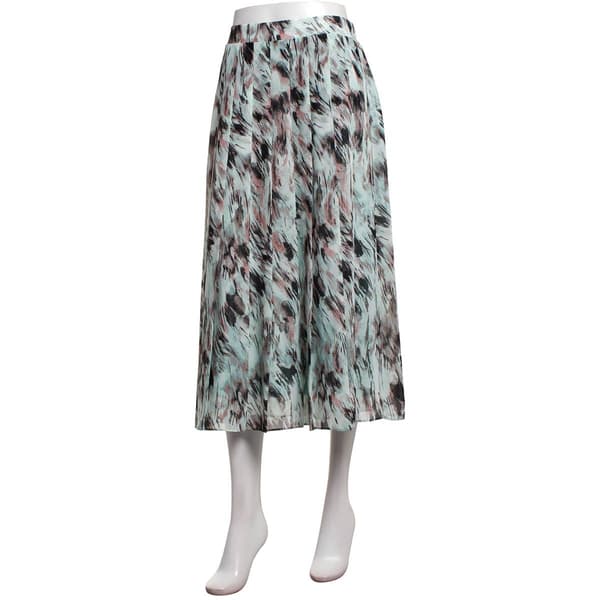 Plus Size Kasper Pull On Pleated Blurred Brushstroke Midi Skirt - image 