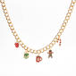 Season Greetings Gold Plated Chain Necklace With Holiday Charms - image 1