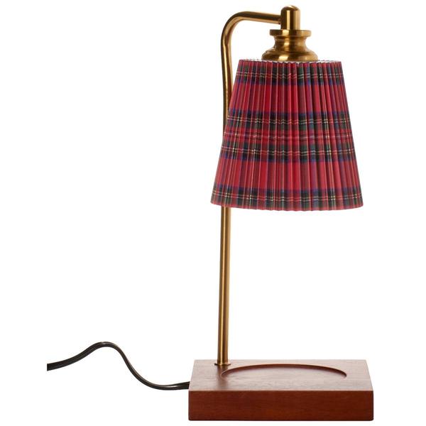 Fitz and Floyd Electric Wax Warmer with Plaid Fabric Shade - image 
