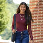 Juniors Self Esteem Long Sleeve Solid Mesh Mock Neck Bodysuit - image 1