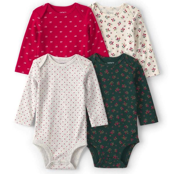 Baby Girl (NB-24M) Carter''s(R) 4pk. Bow & Floral Bodysuits - image 