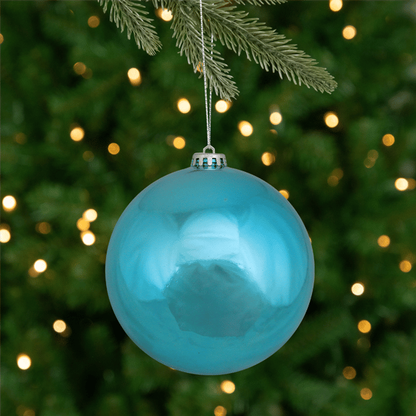 Northlight 6in. Turquoise Blue Shiny Christmas Ball Ornament - image 