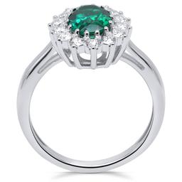 Nova Star® Oval Lab-Grown Emerald with Lab-Grown Diamond Ring