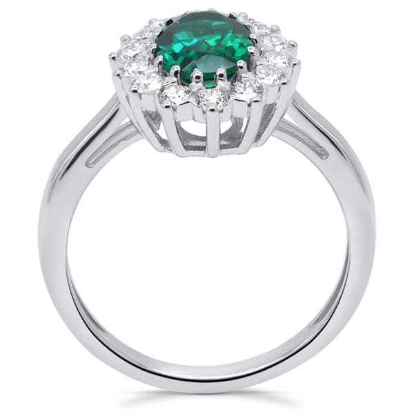 Nova Star® Oval Lab-Grown Emerald with Lab-Grown Diamond Ring