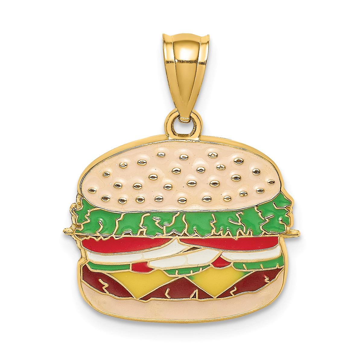 Unisex Gold Classics™ 14kt. Gold Enamel Cheeseburger Charm