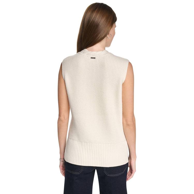 Womens DKNY Jeans Cable Knit V-Neck Sweater Vest