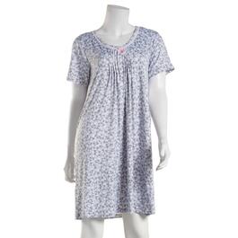 Womens Rene Rofe Ditsy Floral Round Neck Nightshirt w/Lace