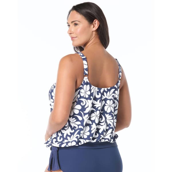 Plus Size Beach House Tropical Pique Tankini Swim Top