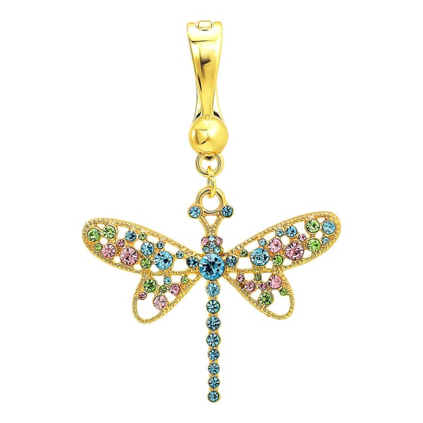Wearable Art Gold-Tone Multi Color Crystal Dragonfly Enhancer - image 