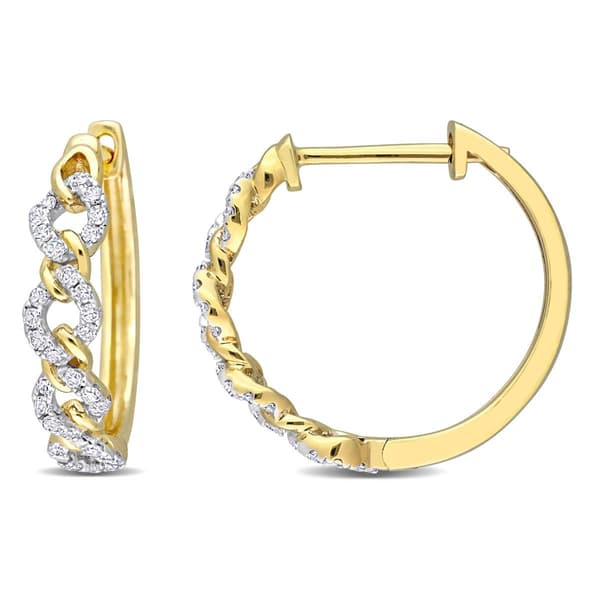 Sophia B 10kt. Gold 1/3ct. Interlocked Link Diamond Hoop Earrings - image 