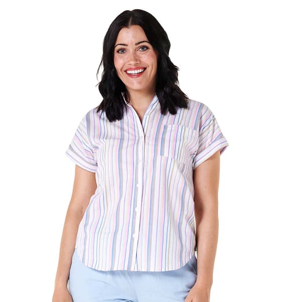 Womens Notations Dolman Sleeve Pocket Button Front Blouse - image 