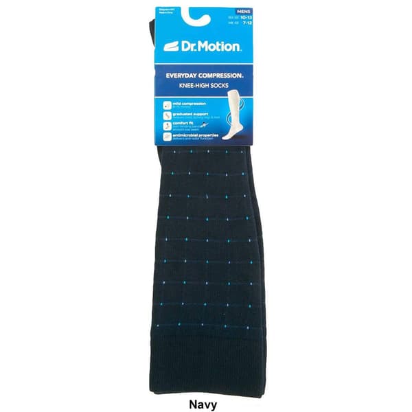 Mens Dr. Motion Pin Dot Grid Compression Socks